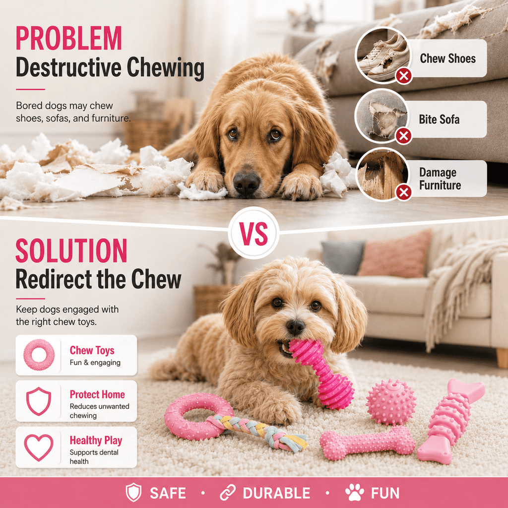 COUTEER Puppy Toys, 6 Pack Dog Chew Toys for Puppy, Cute Pink Small Dog Toys, Teething Toys for Puppies, Soft Durable Interactive Chew Toy for Small Dogs