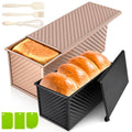 EssPur 2Pack Pullman Loaf Pans with Lids – 2.2 LB & 1 LB Dough Capacity, Non-Stick Carbon Steel Bread Pans for Homemade Sandwich and Sourdough Bread, Corrugated Toast Mold