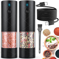Harjon 2 Pack Electric Salt and Pepper Grinder Set USB Rechargeable with Warm LED Light, Adjustable Coarseness Lidaop Large Capacity Automatic Salt Pepper Mill Grinder for Kitchen, Restaurant, Outdoor