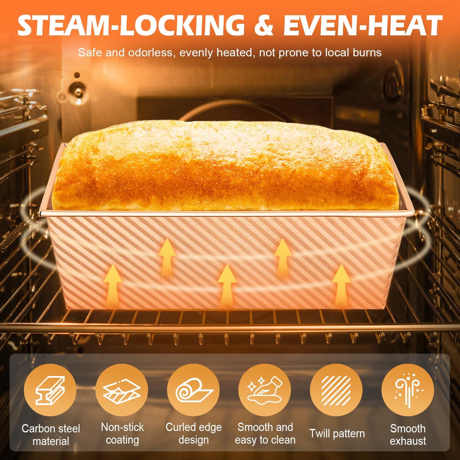 EssPur 2Pack Pullman Loaf Pans with Lids – 2.2 LB & 1 LB Dough Capacity, Non-Stick Carbon Steel Bread Pans for Homemade Sandwich and Sourdough Bread, Corrugated Toast Mold