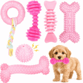 COUTEER Puppy Toys, 6 Pack Dog Chew Toys for Puppy, Cute Pink Small Dog Toys, Teething Toys for Puppies, Soft Durable Interactive Chew Toy for Small Dogs