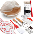 EssPur Sourdough Starter Kit with 9'' Banneton Proofing Basket and Glass Jar – Complete Bread Baking Supplies for Homemade Artisan Loaf, Proofing Bowl Set for Beginner Bakers