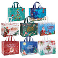 Harjon 8 Pack Christmas Gift Bags with Handles, Large Non-Woven Tote Bags for Wrapping Xmas Party Favors, 12.8"x9.8"x6.7
