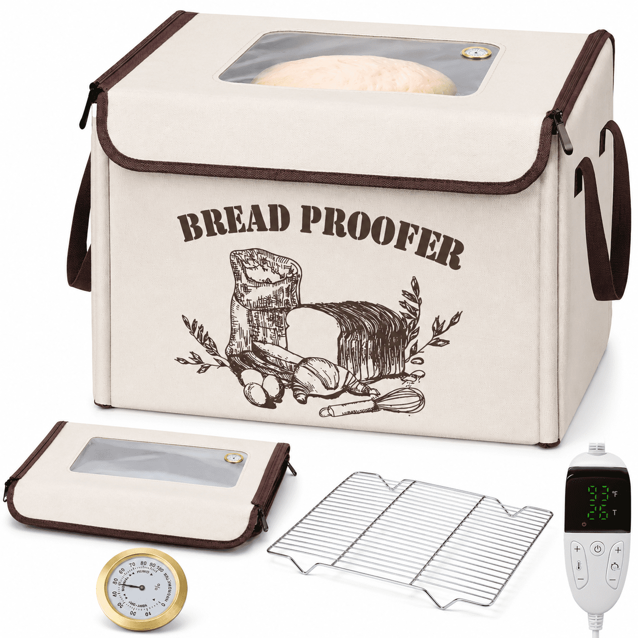EssPur Folding Bread Proofing Box with 50-113℉ Temp Control & 48H Timer, Dough Proofer with Metal Rack, Humidor, Recipes, Ideal for Sourdough, Bread Baking, Pizza, Yogurt, Kombucha, Precise Control
