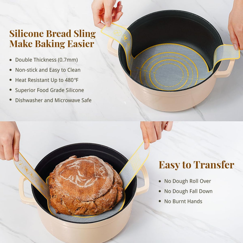EssPur Bread Proofing Basket Set, 9" Round & 10" Oval Banneton Baskets, Sourdough Bread Baking Supplies with Bread Lame, Dough Whisk & Bread Sling