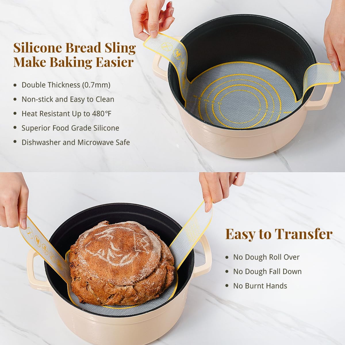 EssPur Bread Proofing Basket Set, 9" Round & 10" Oval Banneton Baskets, Sourdough Bread Baking Supplies with Bread Lame, Dough Whisk & Bread Sling