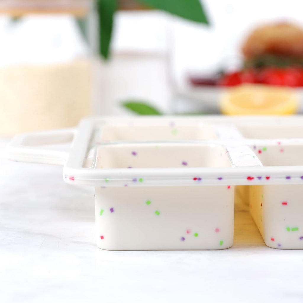 EssPur Silicone Mini Loaf Pans with Metal Reinforced Frame-2 Pack, Non-stick Silicone Bread Pan for Baking 8-Cavity, Tiny Banana Bread Set, Dishwasher Safe Brownie Pan-Cream