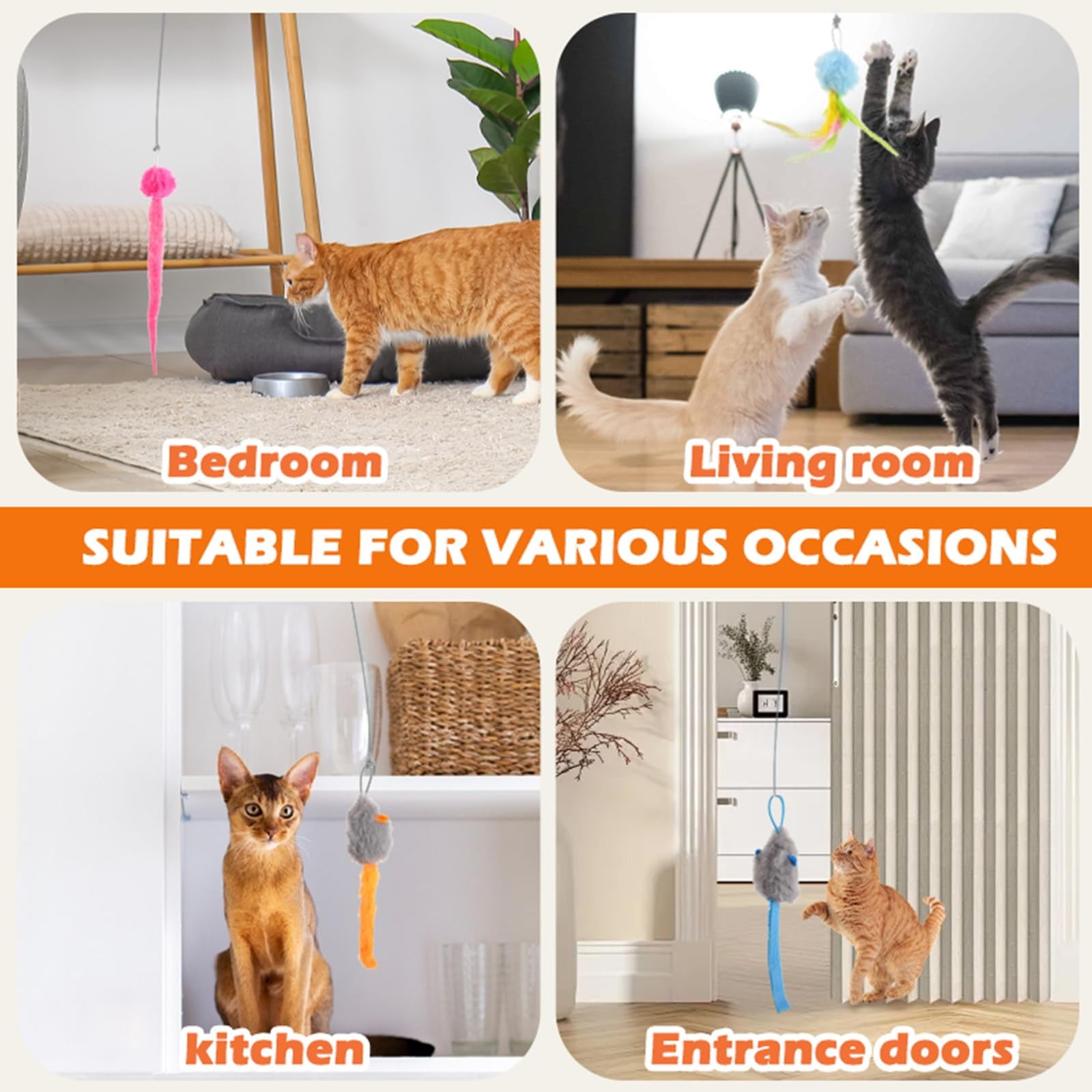 COUTEER Interactive Cat Toys for Indoor Cats: Automatic Flying Bird Feather Wand Chase Exercise Enrichment Stimulation, USB Rechargeable Durable Safe Hanging Toy for Bored Kittens Adult Multi Cat Households