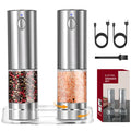 EssPur Electric Salt and Pepper Grinder Set 3.21oz Stainless Steel Rechargeable Automatic Salt and Pepper Mill Grinder with 6 Adjustable Coarseness with LED Light