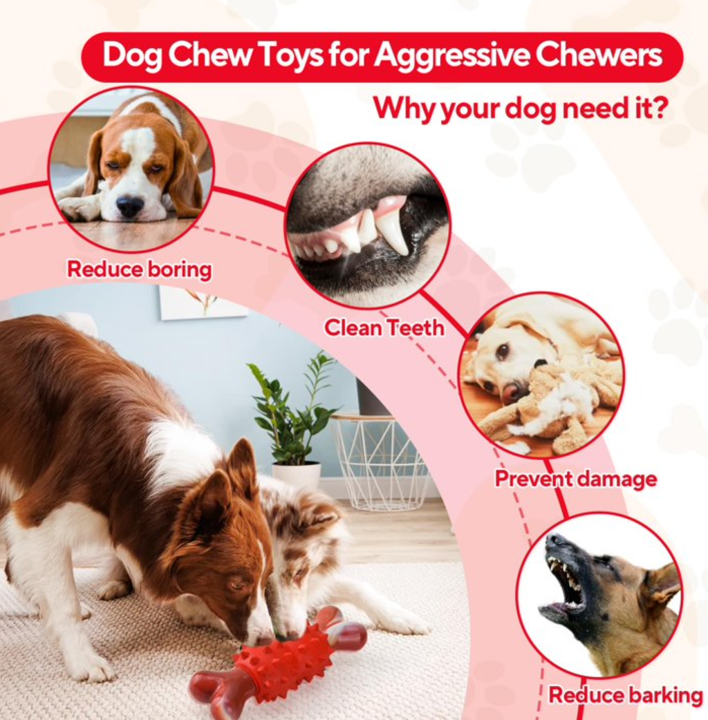 COUTEER Tough Dog Toys for Aggressive Chewers Large Breed, Dog Chew Toys for Aggressive Chewers, Nylon and Rubber, Large Dogs Toys Outdoor Teething