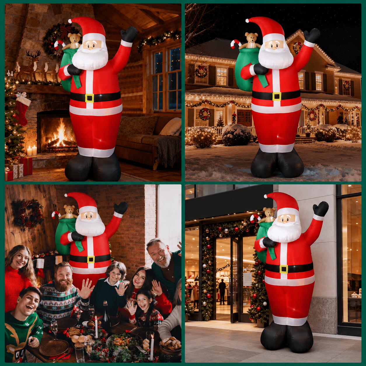 EssPur 6 FT Christmas Inflatable Santa Claus with Gift Bag & Candy Cane, LED Lighted Blow Up Outdoor Christmas Decoration, IP68 Waterproof Holiday Decor for Yard, Lawn, Garden, Porch and Indoor Use