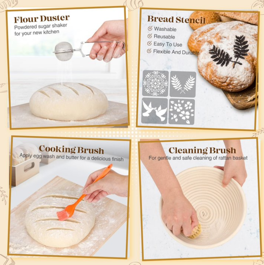 EssPur Sourdough Starter Kit, Complete Bread Baking Supplies with Banneton Proofing Basket, Bread Making Tools Set, Sourdough Kit Gift for Bakers