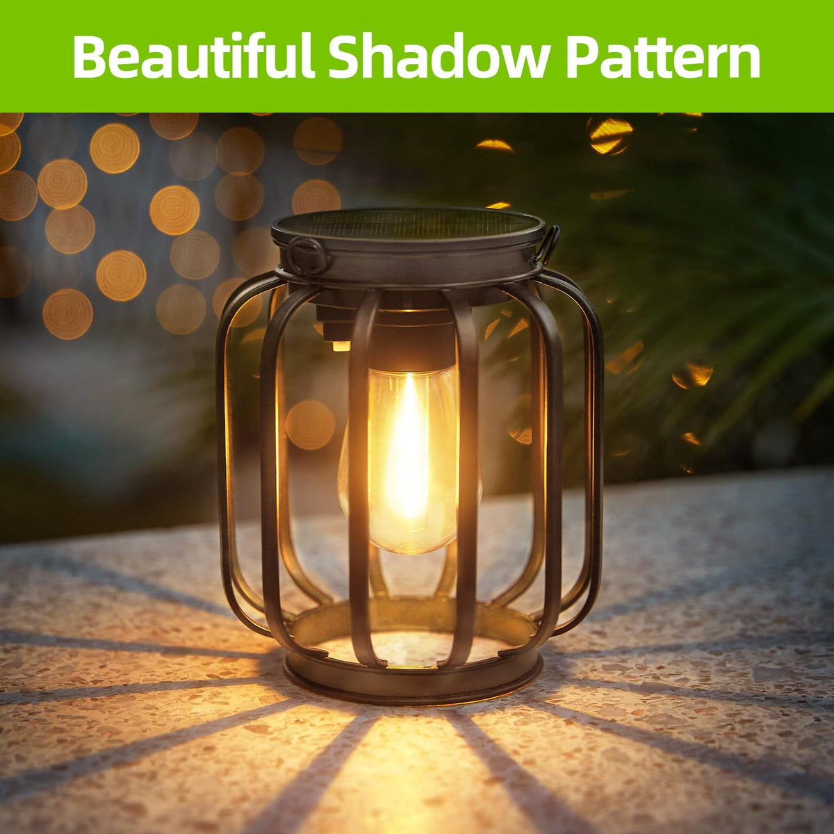 EssPur Solar Hanging Lanterns Outdoor Waterproof: 4 Pack Metal Solar-Powered Lights with Hook, Bright Warm Lantern Decor for Outside, Classic Outdoor Lighting for Yard Garden Patio Porch Balcony Decorations