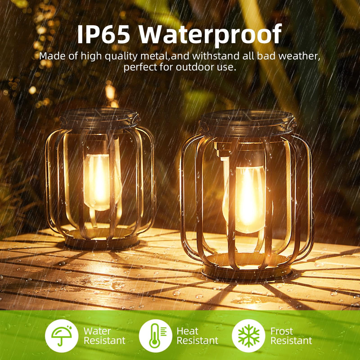 EssPur Solar Hanging Lanterns Outdoor Waterproof: 4 Pack Metal Solar-Powered Lights with Hook, Bright Warm Lantern Decor for Outside, Classic Outdoor Lighting for Yard Garden Patio Porch Balcony Decorations