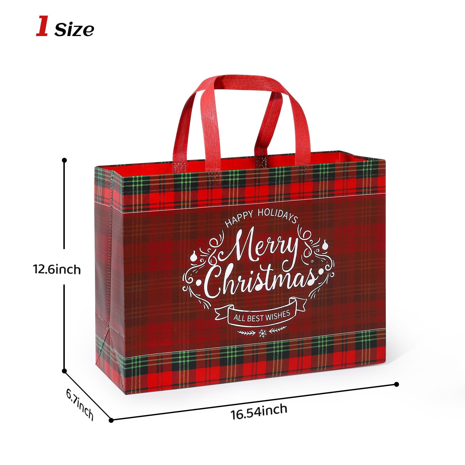 EssPur Extra Large Christmas Gift Bags 12 Pack Extra Large Gift Bags Jumbo with Handle Reusable Non-Woven XL Xmas Presents Wrapping Holiday Bags Tote Size 16.7 * 6.9 * 12.6in