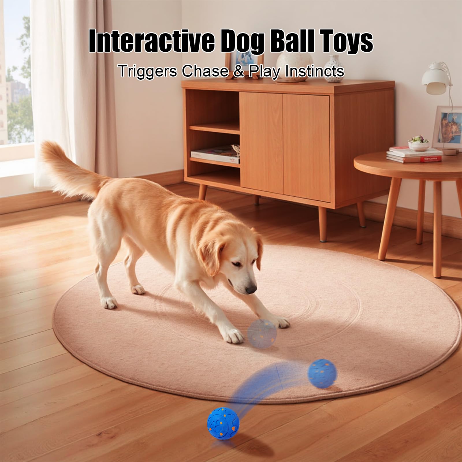 COUTEER Interactive Dog Ball, Smart Dog Toy for Medium and Large Dogs, Automatic Moving, Rotating & Bouncing, E-TPU Material, IP54 Waterproof, Motion-Activated Dog Stimulation Toy to Keep Them Busy