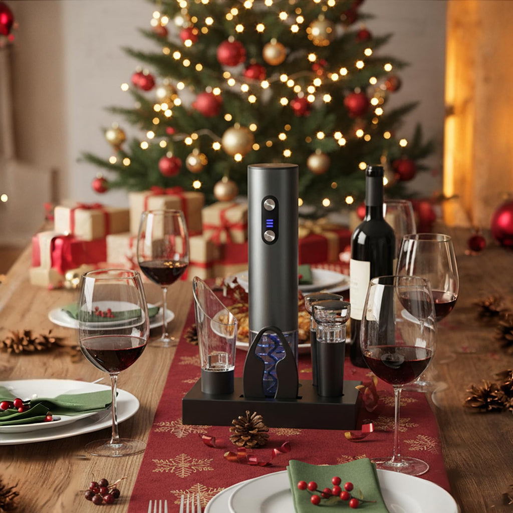 EssPur Rechargeable Electric Wine Opener Gift Set: Wine Opener, Aerator, Vacuum Stoppers & Foil Cutter - Wine Lovers Gifts for Women Men, Mom
