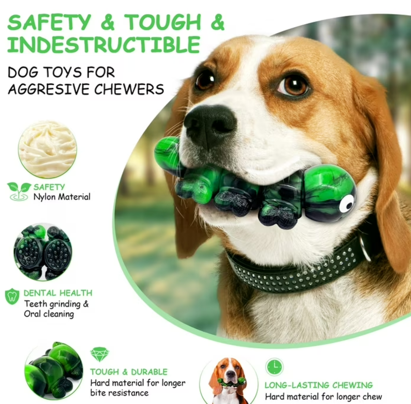 COUTEER Dog Chew Toys for Aggressive Chewers - Indestructible Dog Toy to Reduce Pet Anxiety and Boredom for Small, Medium, Large Breed