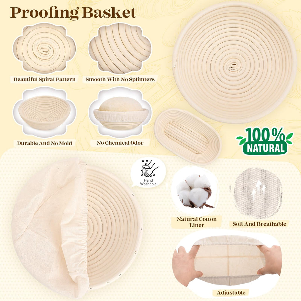 EssPur Sourdough Starter Kit, Complete Bread Baking Supplies with Banneton Proofing Basket, Bread Making Tools Set, Sourdough Kit Gift for Bakers