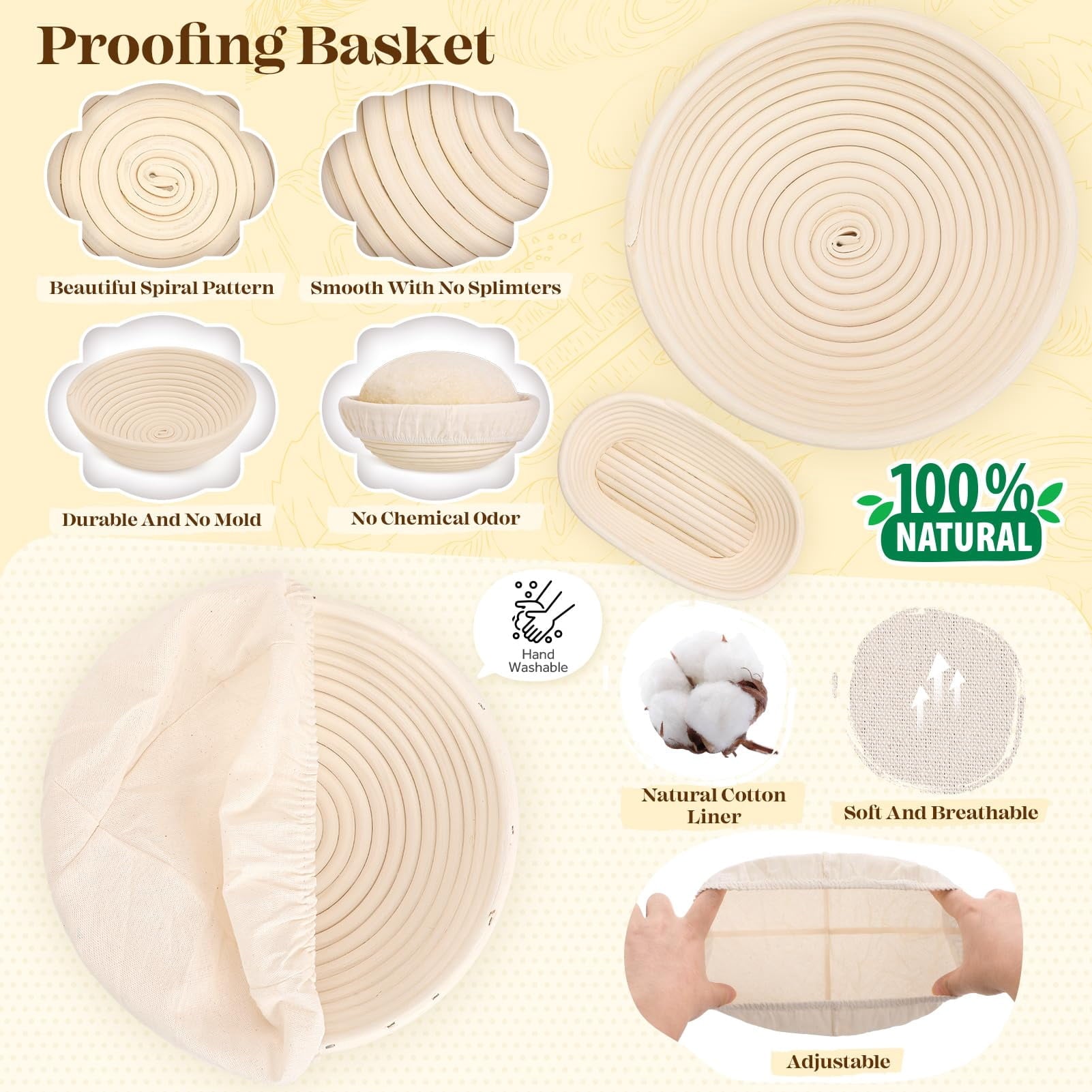 EssPur Sourdough Starter Kit, Complete Bread Baking Supplies with Banneton Proofing Basket, Bread Making Tools Set, Sourdough Kit Gift for Bakers