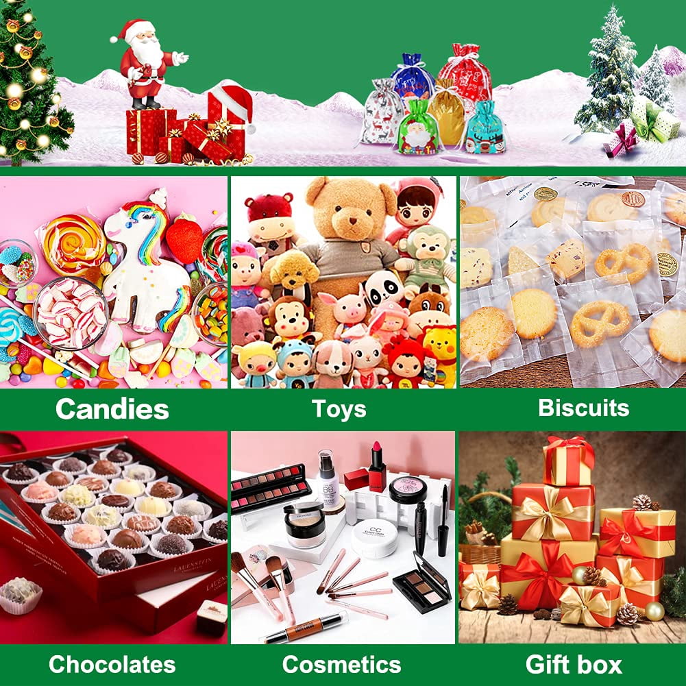 EssPur 30PCS Christmas Drawstring Gift Bags Assorted Sizes,Christmas Wrapping Bags Sacks Xmas Presents Fast Wrapping for Birthday Holiday Party Favor