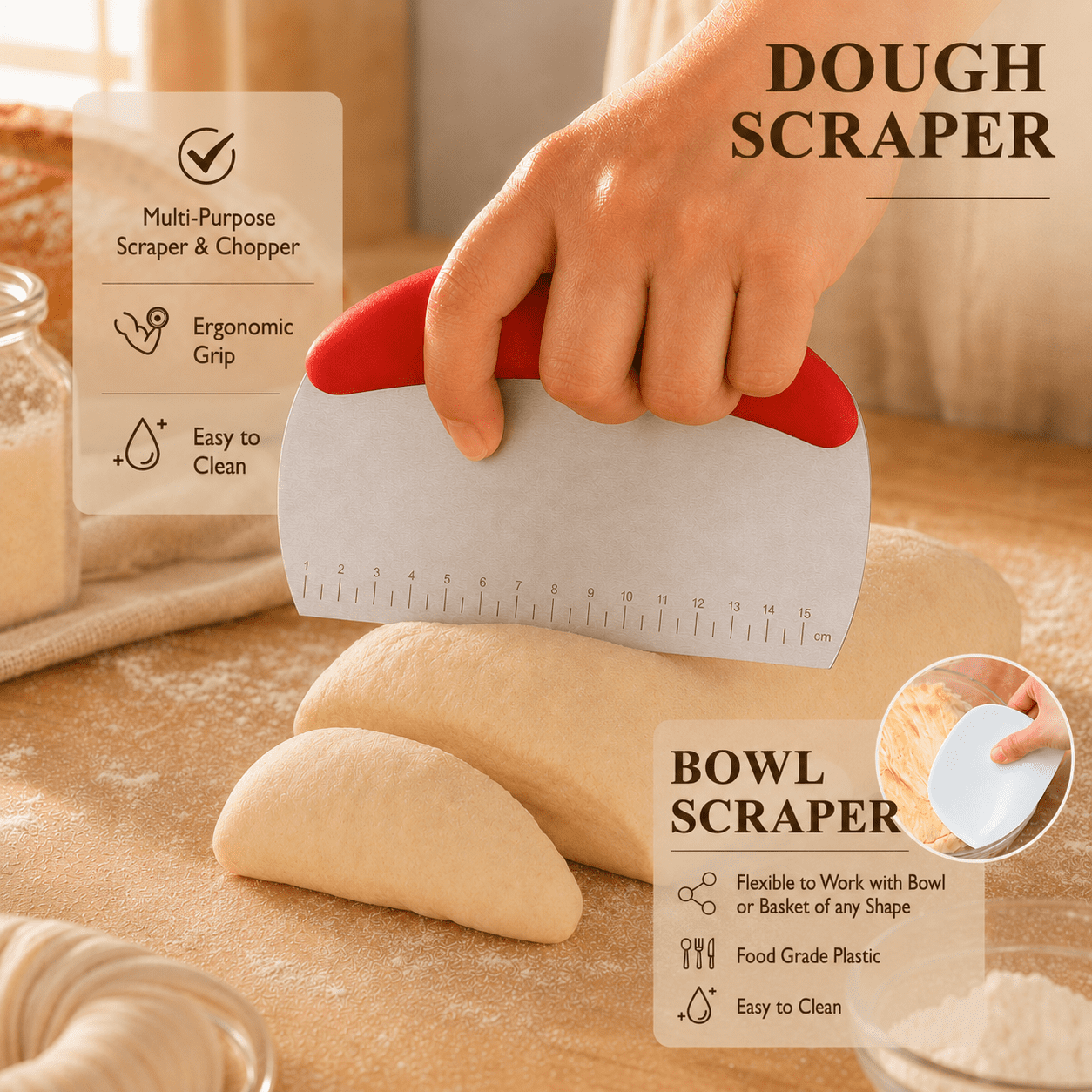 EssPur Complete Sourdough Starter Kit, 9 Inch Round Banneton Bread Proofing Basket with Sourdough Starter Jar, Bread Baking Supplies for Homemade Artisan Bread