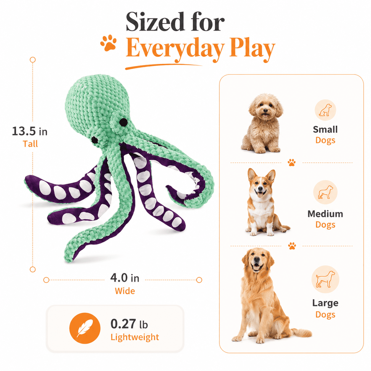 COUTEER Large Squeaky Dog Toys Plush Dog Chew Toys with Soft Fabric for Small, Medium, and Large Dogs Daily Companionship Training Reward Gift