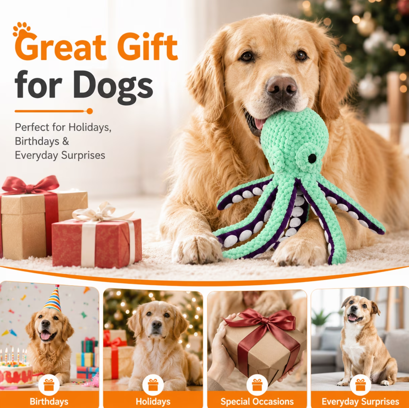 COUTEER Large Squeaky Dog Toys Plush Dog Chew Toys with Soft Fabric for Small, Medium, and Large Dogs Daily Companionship Training Reward Gift