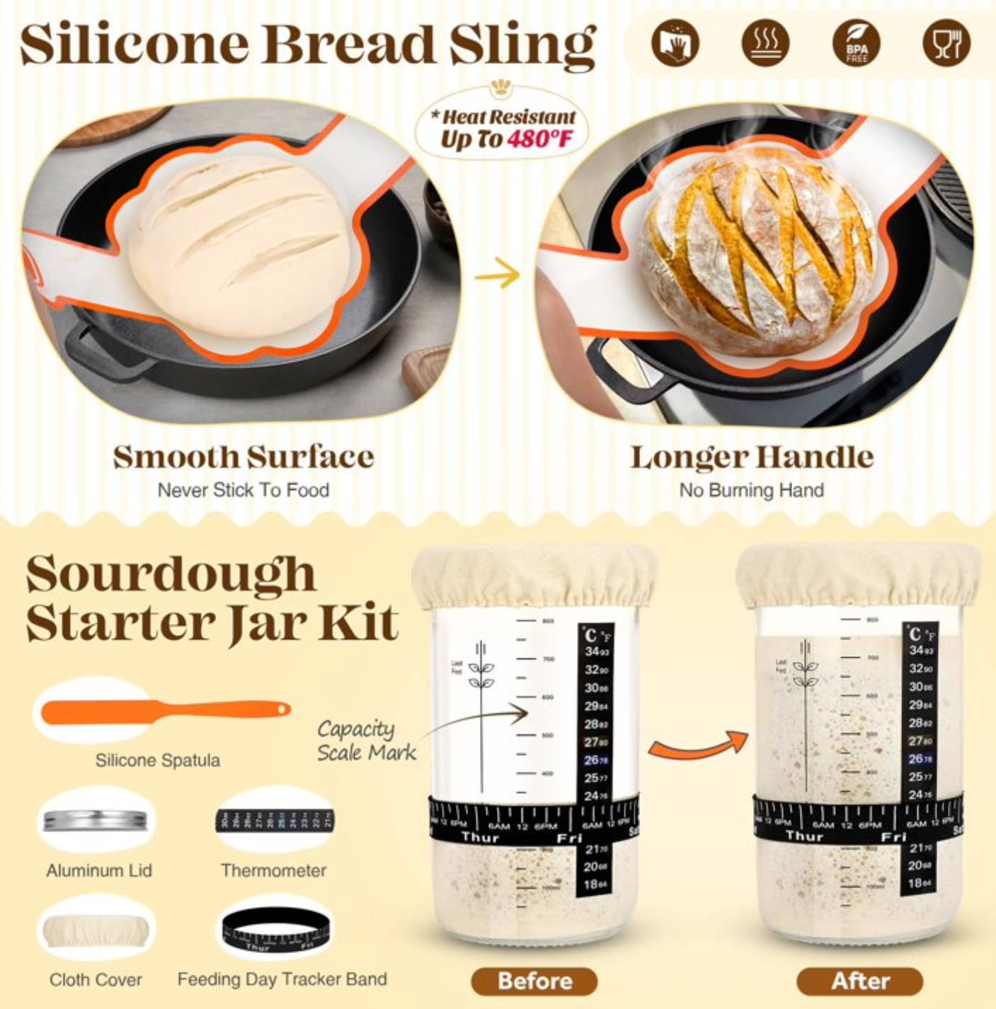 EssPur Sourdough Starter Kit, Complete Bread Baking Supplies with Banneton Proofing Basket, Bread Making Tools Set, Sourdough Kit Gift for Bakers