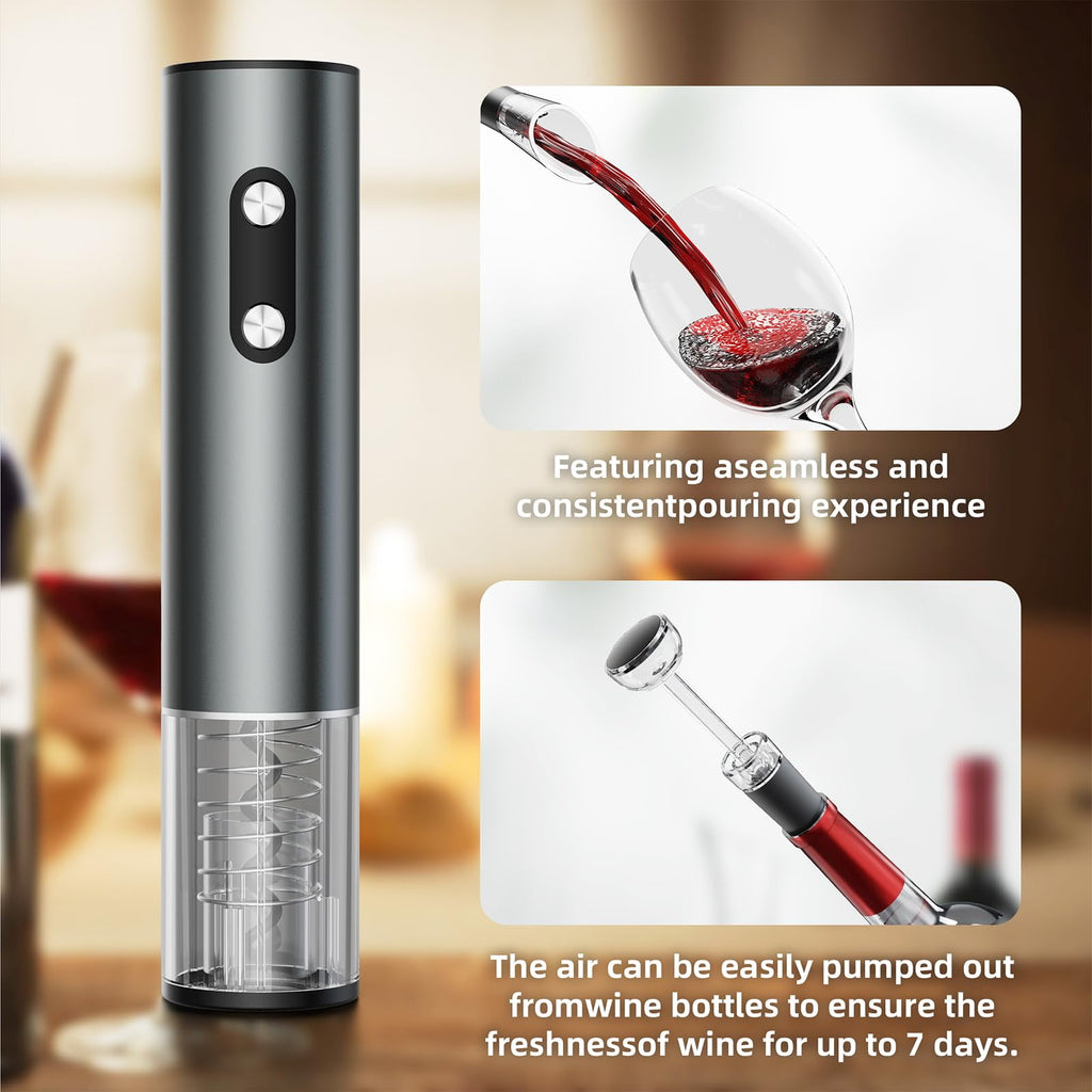 EssPur Rechargeable Electric Wine Opener Gift Set: Wine Opener, Aerator, Vacuum Stoppers & Foil Cutter - Wine Lovers Gifts for Women Men, Mom