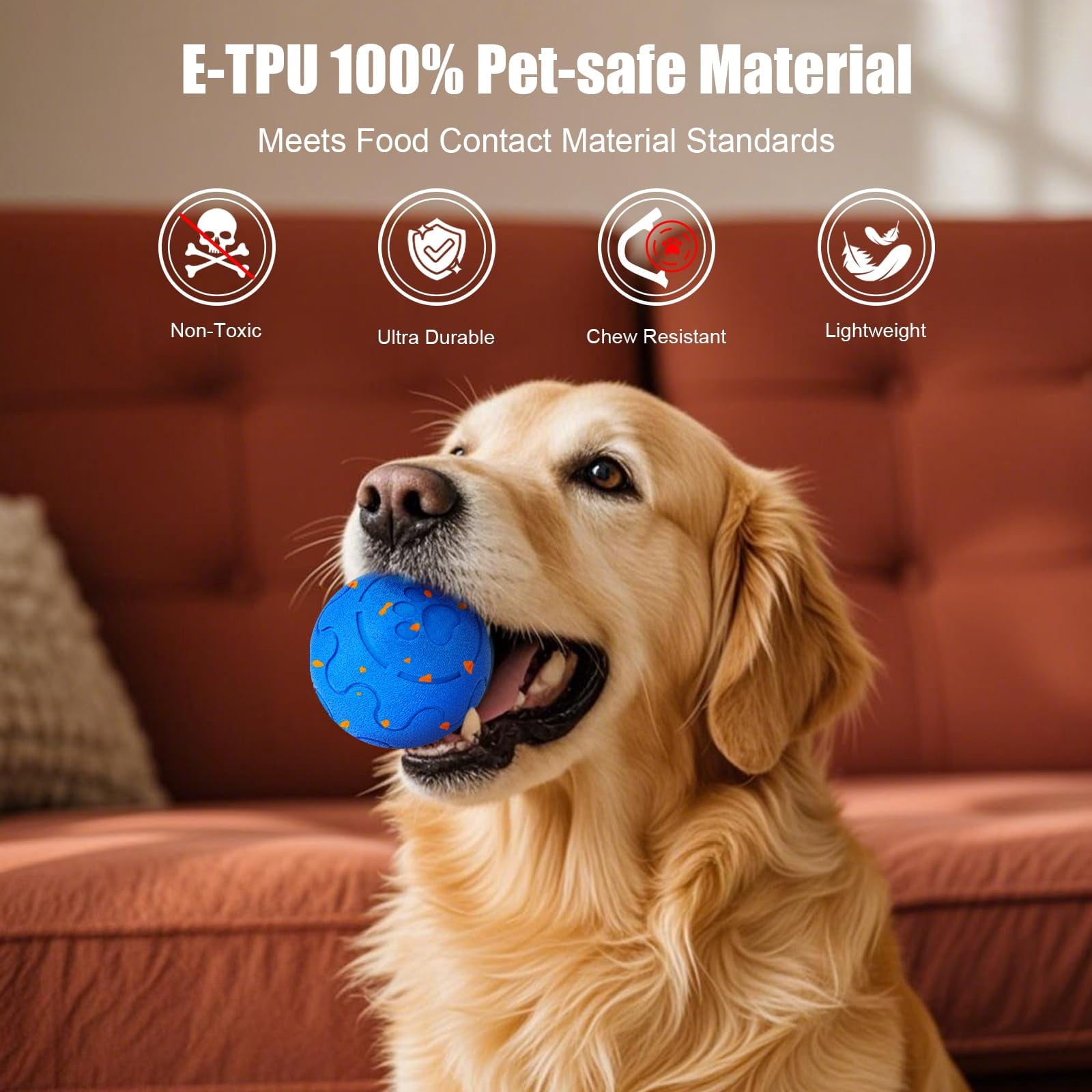 COUTEER Interactive Dog Ball, Smart Dog Toy for Medium and Large Dogs, Automatic Moving, Rotating & Bouncing, E-TPU Material, IP54 Waterproof, Motion-Activated Dog Stimulation Toy to Keep Them Busy