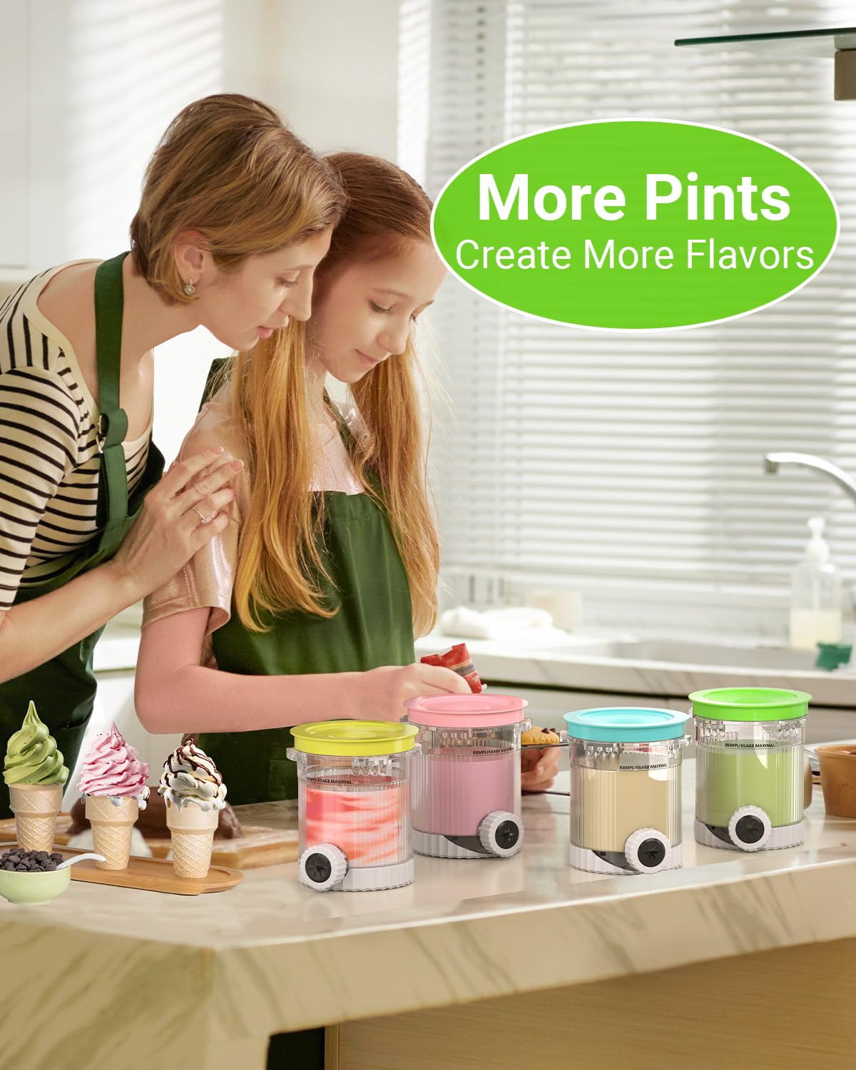 EssPur 4 Pack for Ninja Creami Swirl Pints and Lids Compatible with Ninja NC700 Series, NC701, NC701C, Creami Containers for Swirl Ice Cream & Soft Serve Makers, BPA-Free, Dishwasher Safe