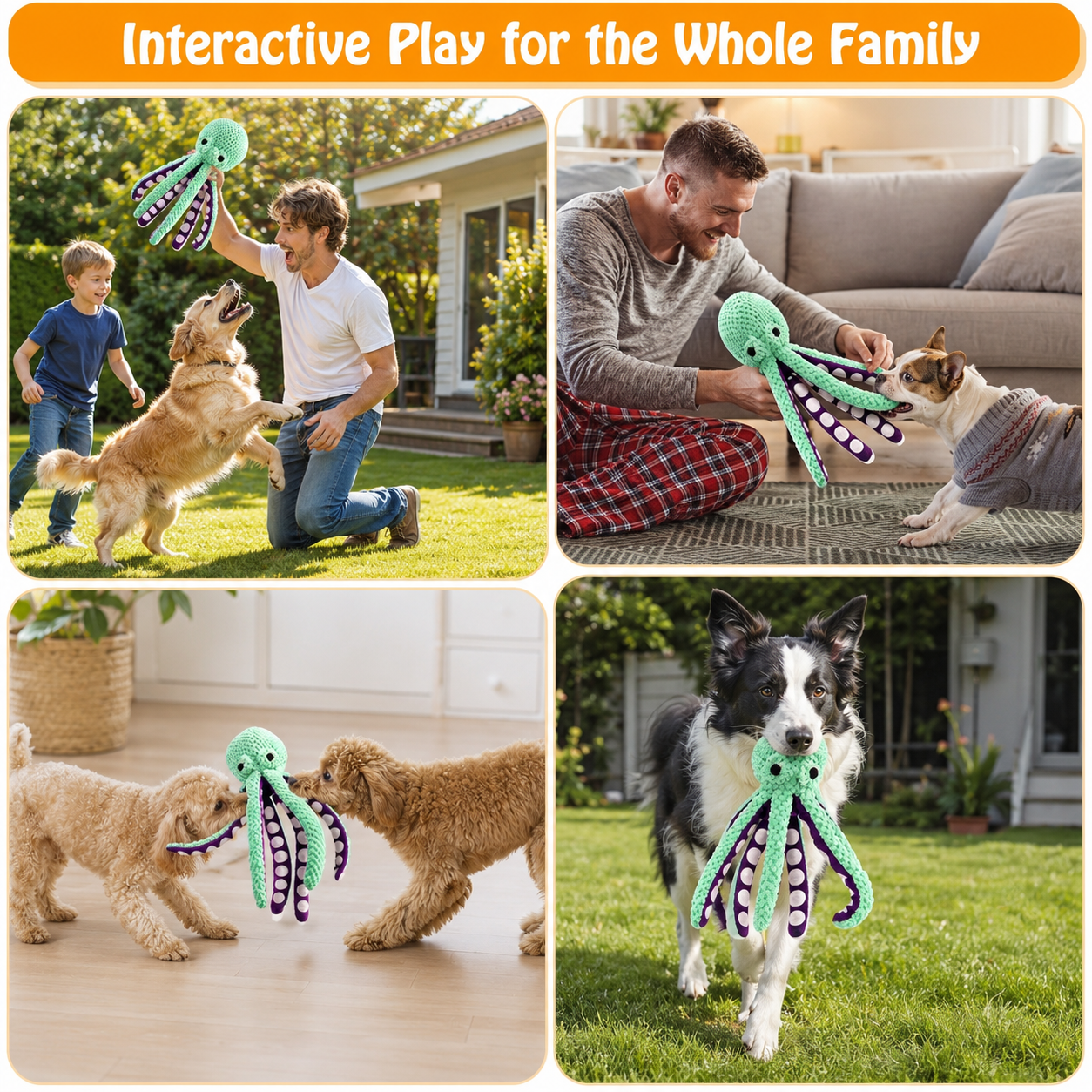 COUTEER Large Squeaky Dog Toys Plush Dog Chew Toys with Soft Fabric for Small, Medium, and Large Dogs Daily Companionship Training Reward Gift