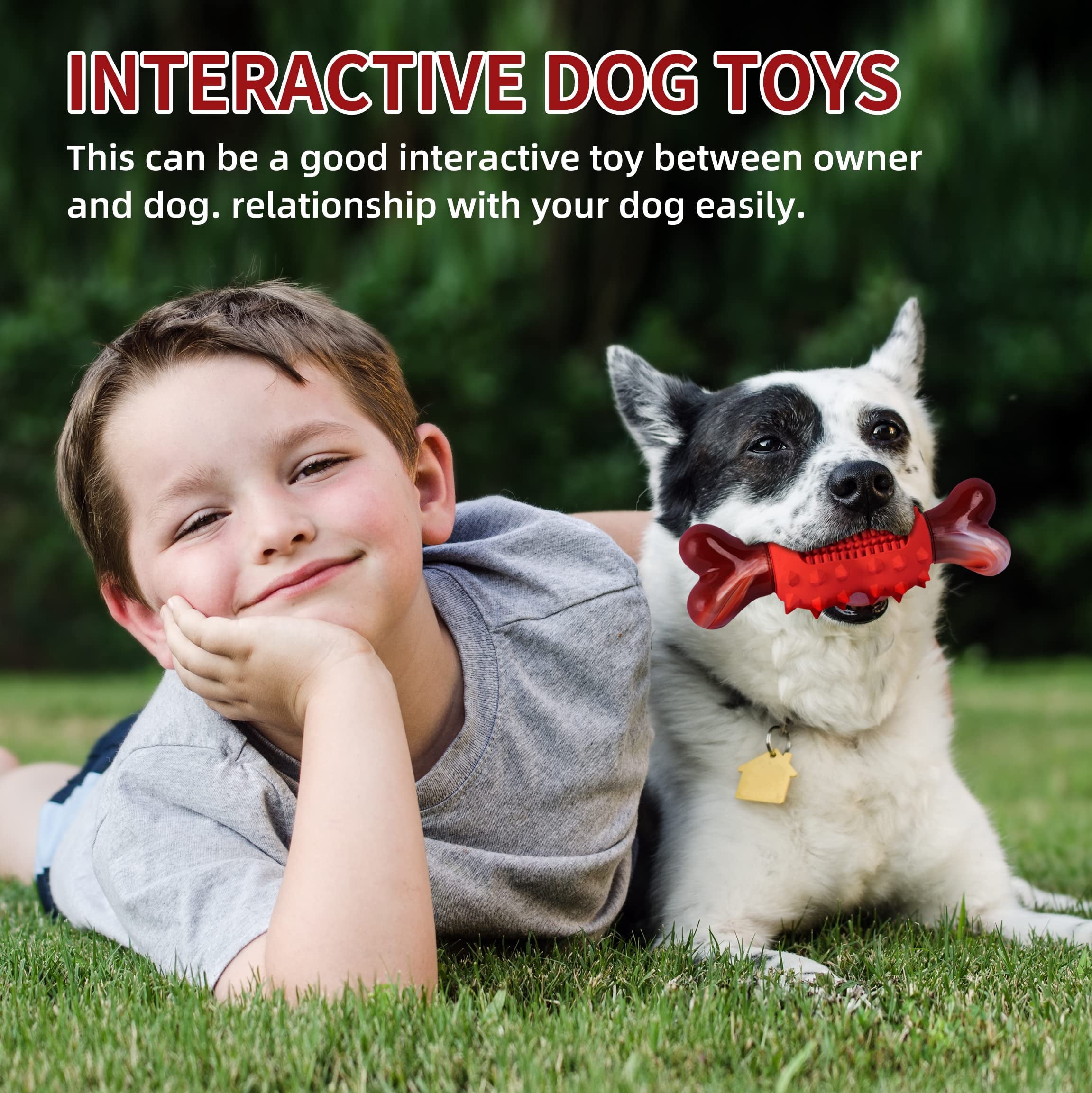 COUTEER Tough Dog Toys for Aggressive Chewers Large Breed, Dog Chew Toys for Aggressive Chewers, Nylon and Rubber, Large Dogs Toys Outdoor Teething