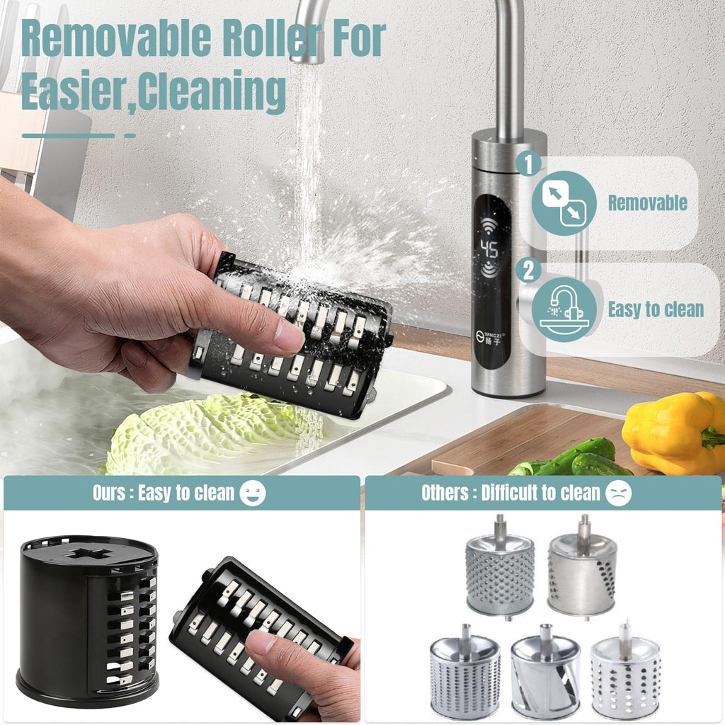 EssPur Stainless Steel Slicer Shredder Attachments for KitchenAid Stand Mixers, Vegetable Shredder, Cheese Grater, Salad Maker, Food Slicers Chopper Grinding Powder Accessories with Detachable 5 Blade