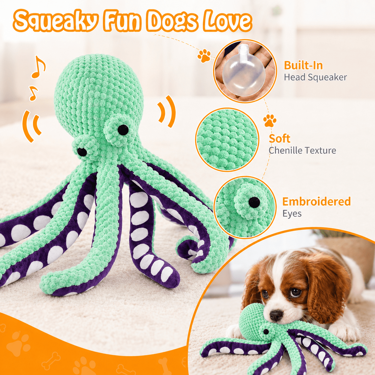 COUTEER Large Squeaky Dog Toys Plush Dog Chew Toys with Soft Fabric for Small, Medium, and Large Dogs Daily Companionship Training Reward Gift